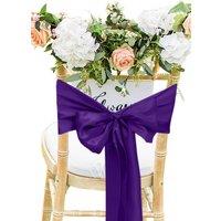 Neel Blue Set of 25 Satin Chair Sashes for Weddings Birthday Party Decoration, 7" x 108" in Violet