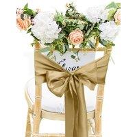 Neel Blue Set of 25 Satin Chair Sashes for Weddings Birthday Party Decoration, 7" x 108" in Gold