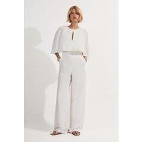 Premium Tailored Linen Drama Cape Jumpsuit