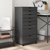 Berkfield Home Rolling Cabinet with Drawers MOSS Grey Solid Wood Pine