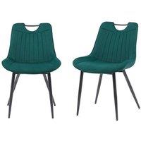 Moderna Dining Chairs Set of 2 Green Velvet Bucket Seat