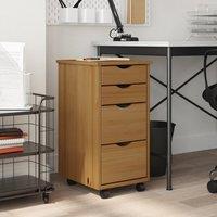 Berkfield Home Rolling Cabinet with Drawers MOSS Honey Brown Solid Wood Pine