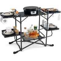 Costway Camping Kitchen Table Folding Outdoor Cooking Station with Aluminum Tabletop in Black