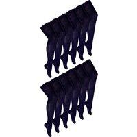 Sock Snob Girl's 12 Pair Soft & Comfy Plain Opaque School Uniform Tights in Navy | Size: 3-4 Years
