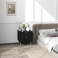 HOMCOM Bedside Table Bedside Cabinet with 2 Drawers for Bedroom in Black