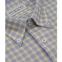 Double TWO Men's Blue & Yellow Bamboo Check Button-Down Collar Shirt | Size: 20 inches