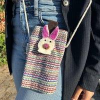 KDMD Women's Phone Holder Bag Stripes Pink - bunny decor