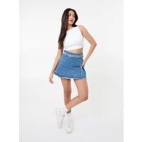 Pink Vanilla Women's Belt Denim Pleated Mini Skirt in Blue | Size: 6