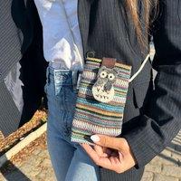 KDMD Women's Phone Holder Bag Stripes Multi & White - owl decor