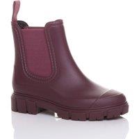 AJVANI Women's Low Heel Chelsea Ankle Boots Wellingtons Wellies in Burgundy | Size: 8