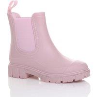 AJVANI Women's Low Heel Chelsea Ankle Boots Wellingtons Wellies in Pink | Size: 6