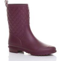 AJVANI Women's Low Heel Waterproof Wellingtons Quilted Ankle Boots Wellies in Burgundy | Size: 5