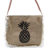 KDMD Women's Fab Fringe Bag - Pineapple Print in Black