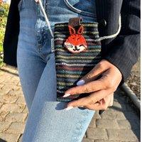 KDMD Women's Phone Holder Bag Black & Multi - fox decor