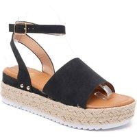 IVACHY Women's Espadrille Sandals Platform Wedges Ankle Strap in Black | Size: 6
