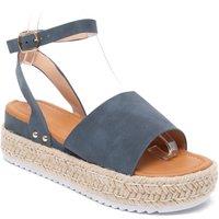 IVACHY Women's Espadrille Sandals Platform Wedges Ankle Strap in Blue | Size: 4