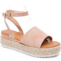 IVACHY Women's Espadrille Sandals Platform Wedges Ankle Strap in Beige | Size: 5