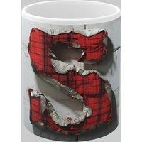 Simply Stunning Mugs Personalised Letter S & Name Mug with Textured Red Plaid 3D Design in White