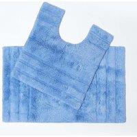 Homescapes Spa Supreme Luxury Bath Mat & Pedestal Set in Blue