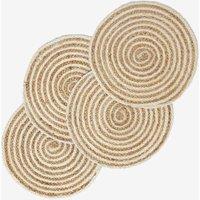 Homescapes Spiral Jute Handwoven Round Placemats Set of 4 in Cream