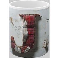 Simply Stunning Mugs Personalised Letter J & Name Mug with Textured Red Plaid 3D Design in White