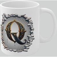 Simply Stunning Mugs Personalised Vintage Letter Q & Name Mug - Stylish Gothic 3D Design in White