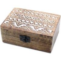 KDMD White Washed Wooden Box - 6x4 Slavic Design in Brown