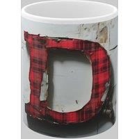 Simply Stunning Mugs Personalised Letter D & Name Mug with Textured Red Plaid 3D Design in White