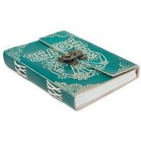 KDMD Leather Green Peace with Lock Notebook (7x5")