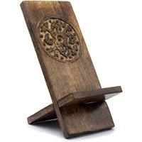 KDMD Wooden Carved Phone Stand - Mandala in Brown