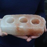KDMD Natural Salt Candle Holder - 3 holes in Orange