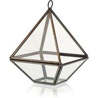 KDMD Glass Terrarium - Small Diamond in Brown