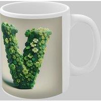 Simply Stunning Mugs Personalised 3D Clover Letter V & Name Lucky Mug Unique Design in White