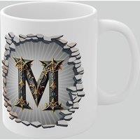 Simply Stunning Mugs Personalised Vintage Letter M & Name Mug - Stylish Gothic 3D Design in White