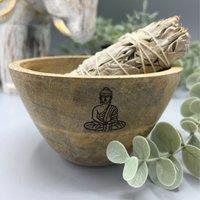 KDMD Wooden Smudge & Ritual Offerings Bowl - Buddha - 11x7cm in Brown | Size: 11x7 cm