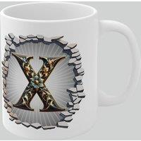 Simply Stunning Mugs Personalised Vintage Letter X & Name Mug - Stylish Gothic 3D Design in White