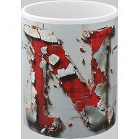 Simply Stunning Mugs Personalised Letter N & Name Mug with Textured Red Plaid 3D Design in White