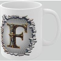 Simply Stunning Mugs Personalised Vintage Letter F & Name Mug - Stylish Gothic 3D Design in White