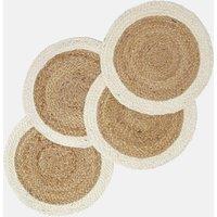 Homescapes Braided Jute Handwoven Round Placemats Set of 4 in Natural