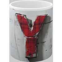 Simply Stunning Mugs Personalised Letter Y & Name Mug with Textured Red Plaid 3D Design in White