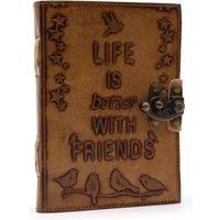 KDMD Leather Journel - Plain Paper - Life is Better with Friends in Brown