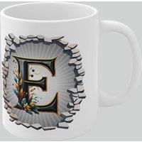 Simply Stunning Mugs Personalised Vintage Letter E & Name Mug - Stylish Gothic 3D Design in White