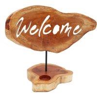 KDMD Candle Holder Sign - Welcome in Brown