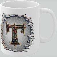 Simply Stunning Mugs Personalised Vintage Letter T & Name Mug - Stylish Gothic 3D Design in White