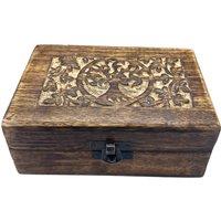 KDMD Medium Wooden Keepsake Box 15x10x6cm - Tree of Life in Brown | Size: 15 x 10 x 6 cm