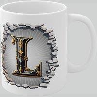 Simply Stunning Mugs Personalised Vintage Letter L & Name Mug - Stylish Gothic 3D Design in White
