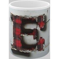 Simply Stunning Mugs Personalised Letter E & Name Mug with Textured Red Plaid 3D Design in White