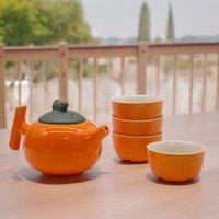 KDMD Herbal Orange Teapot Set - Pot & Four Cups