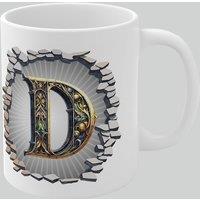 Simply Stunning Mugs Personalised Vintage Letter D & Name Mug - Stylish Gothic 3D Design in White