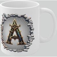 Simply Stunning Mugs Personalised Vintage Letter A & Name Mug - Stylish Gothic 3D Design in White